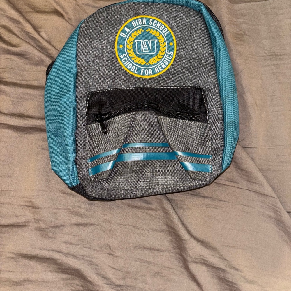 Hot Topic Gray and Blue Backpack with Classic Design